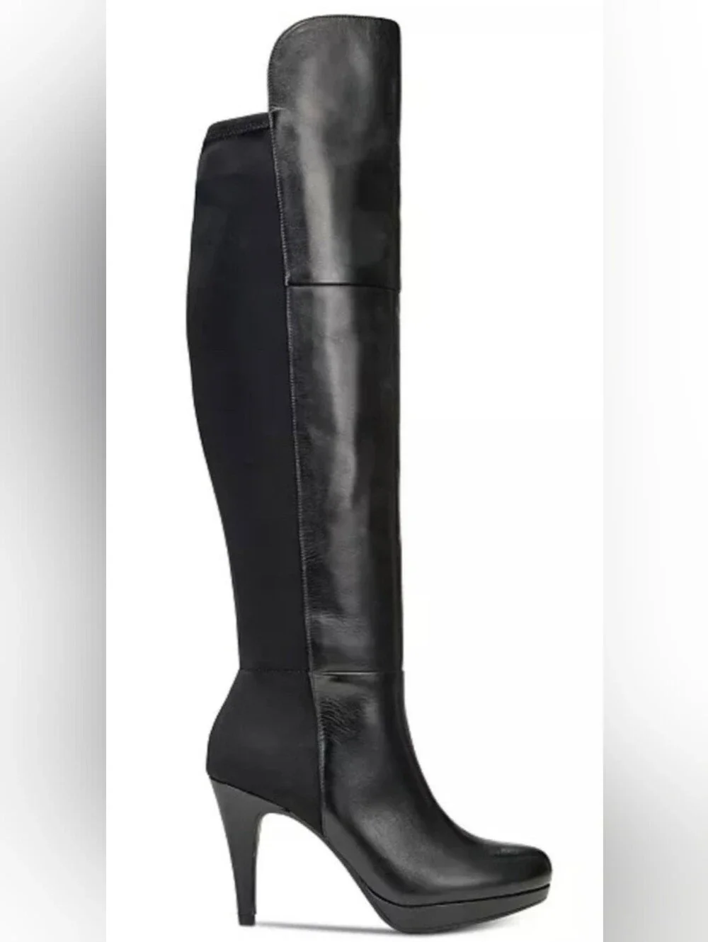 Black Women's High-Heel Knee Boots - Classic Riding Style